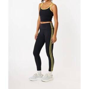 NEW CREAM YOGA jenn ribbed leggings in black / lemon